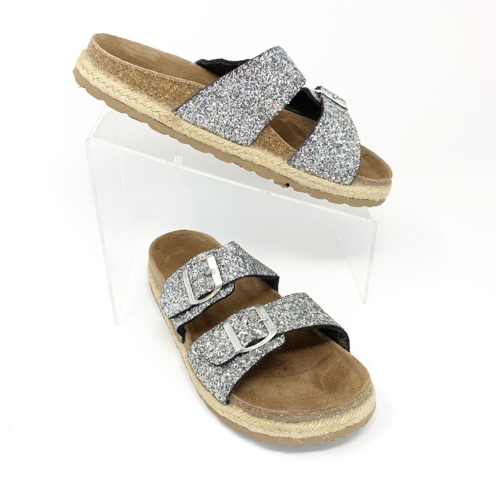 Vives Womens Silver Leather Sandals, size 8 - 8.5
